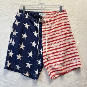 American Eagle Swim Trunks Men Sz Small American‎ Flag Stars Stripes Patriotic